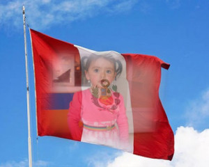 Fotomontaje en la bandera del perú por fiestas patrias