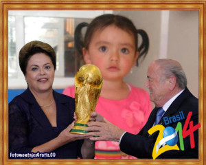 Marco de fotos con la presidenta de Brasil y el presidente de la FIFA