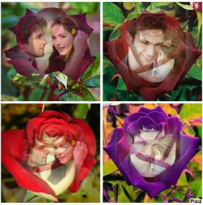Fotomontaje de amor en rosas