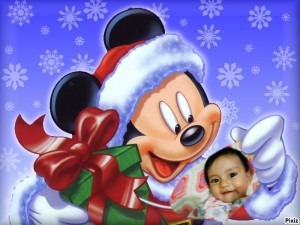 Mickey mouse en marcos para fotos de navidad